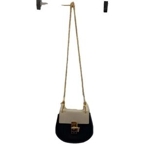 Chloe Black and Cream Crossbody Bag with Gold Chain